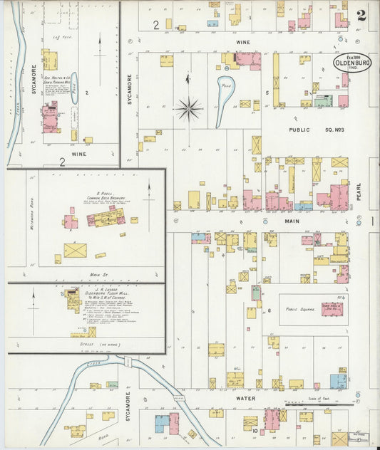 Sanborn Fire Insurance Map from Oldenburg, Franklin County, Indiana (1899), Sheet #0002 - Historic Sanborn Fire Insurance Map Print, vintage old map wall art, antique decor, genealogy gift, Indiana Indiana map