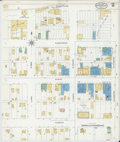Sanborn Fire Insurance Map from Pipestone, Pipestone County, Minnesota (1904), Sheet #0002 - Complete Map Set gallery image, historic Sanborn map, vintage wall art, Minnesota Minnesota