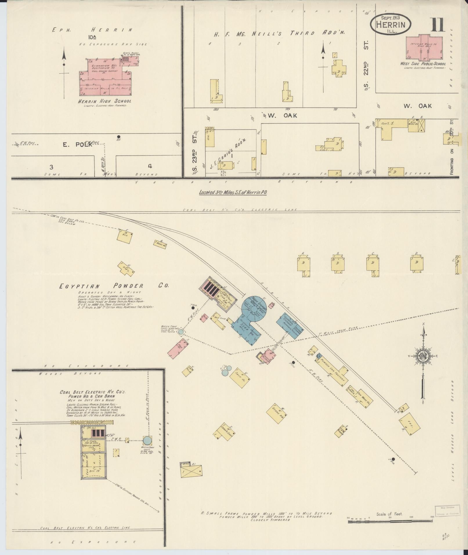 Sanborn Fire Insurance Map from Herrin, Williamson County, Illinois (1913), Sheet #0011 - Historic Sanborn Fire Insurance Map Print, vintage old map wall art, antique decor, genealogy gift, Illinois Illinois map