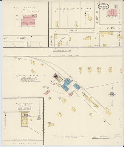 Sanborn Fire Insurance Map from Herrin, Williamson County, Illinois (1913), Sheet #0011 - Historic Sanborn Fire Insurance Map Print, vintage old map wall art, antique decor, genealogy gift, Illinois Illinois map