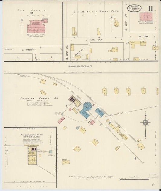 Sanborn Fire Insurance Map from Herrin, Williamson County, Illinois (1913), Sheet #0011 - Historic Sanborn Fire Insurance Map Print, vintage old map wall art, antique decor, genealogy gift, Illinois Illinois map