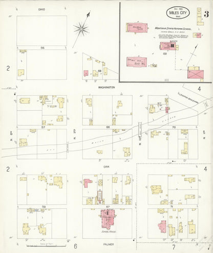 Sanborn Fire Insurance Map from Miles City, Custer County, Montana (1904), Sheet #0003 - Complete Map Set gallery image, historic Sanborn map, vintage wall art, Montana Montana