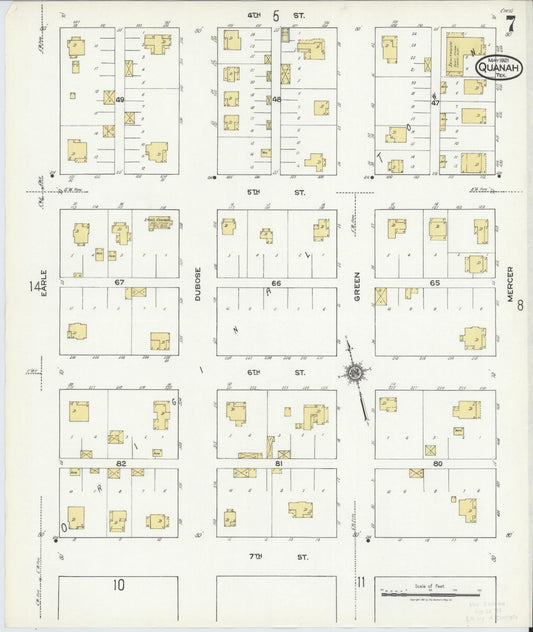 Sanborn Fire Insurance Map from Quanah, Hardeman County, Texas (1921), Sheet #0007 - Historic Sanborn Fire Insurance Map Print, vintage old map wall art, antique decor, genealogy gift, Texas Texas map