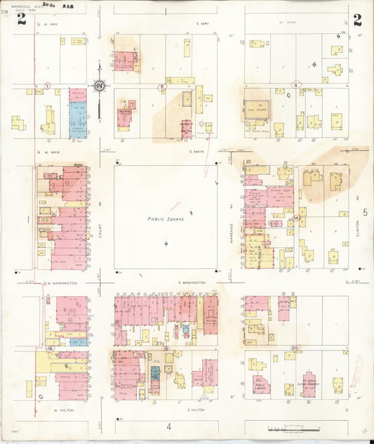 Sanborn Fire Insurance Map from Marengo, Iowa County, Iowa (1942), Sheet #0002 - Historic Sanborn Fire Insurance Map Print, vintage old map wall art