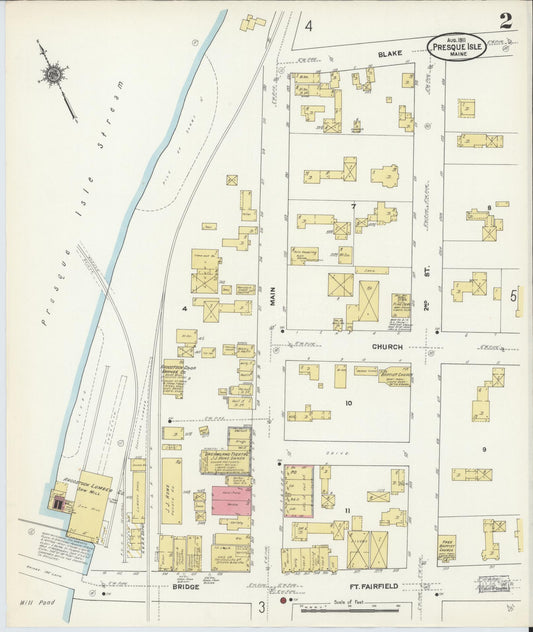Sanborn Fire Insurance Map from Presque Isle, Aroostook County, Maine (1911), Sheet #0002 - Historic Sanborn Fire Insurance Map Print, vintage old map wall art, antique decor, genealogy gift, Maine Maine map