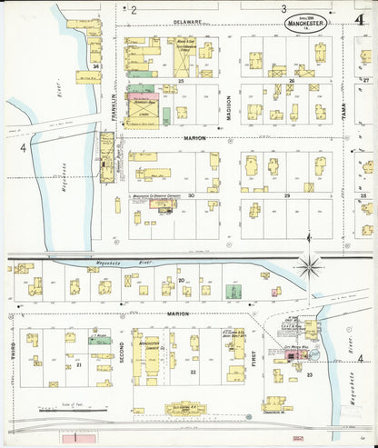 Sanborn Fire Insurance Map from Manchester, Delaware County, Iowa (1899), Sheet #0004 - Complete Map Set gallery image, historic Sanborn map, vintage wall art, Manchester Delaware