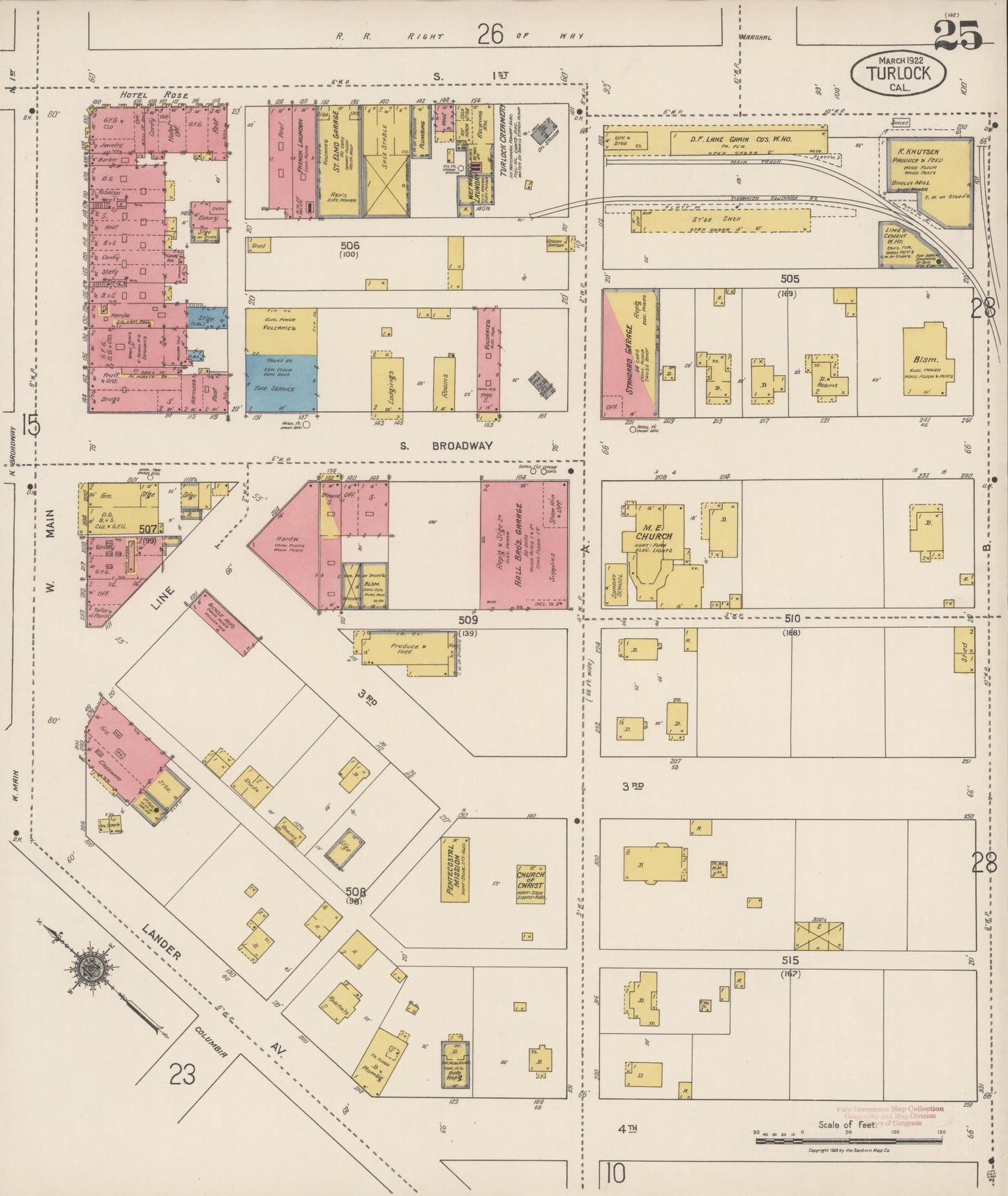 Sanborn Fire Insurance Map from Turlock, Stanislaus County, California (1922), Sheet #0025 - Complete Map Set gallery image, historic Sanborn map, vintage wall art, California California