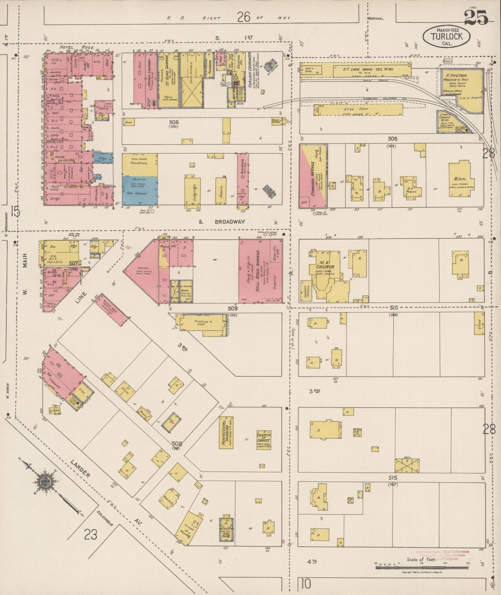 Sanborn Fire Insurance Map from Turlock, Stanislaus County, California (1922), Sheet #0025 - Complete Map Set gallery image, historic Sanborn map, vintage wall art, California California