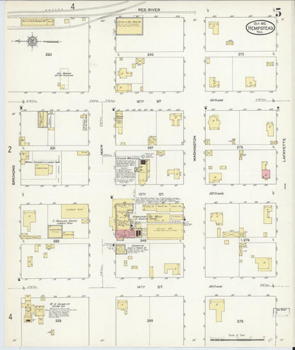 Sanborn Fire Insurance Map from Hempstead, Waller County, Texas (1912), Sheet #0005 - Historic Sanborn Fire Insurance Map Print, vintage old map wall art, antique decor, genealogy gift, Texas Texas map