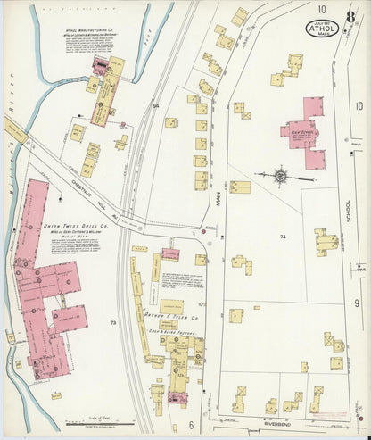 Sanborn Fire Insurance Map from Athol, Worcester County, Massachusetts (1917), Sheet #0008 - Complete Map Set gallery image, historic Sanborn map, vintage wall art, Massachusetts Massachusetts