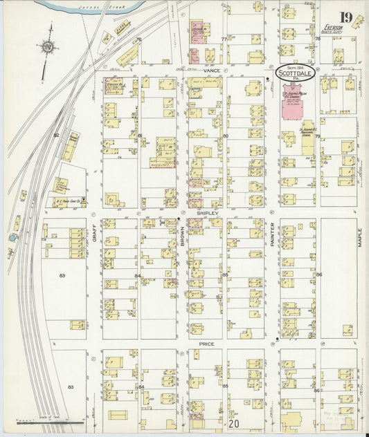 Sanborn Fire Insurance Map from Scottdale, Westmoreland County, Pennsylvania (1914), Sheet #0019 - Historic Sanborn Fire Insurance Map Print, vintage old map wall art, antique decor, genealogy gift, Pennsylvania Pennsylvania map