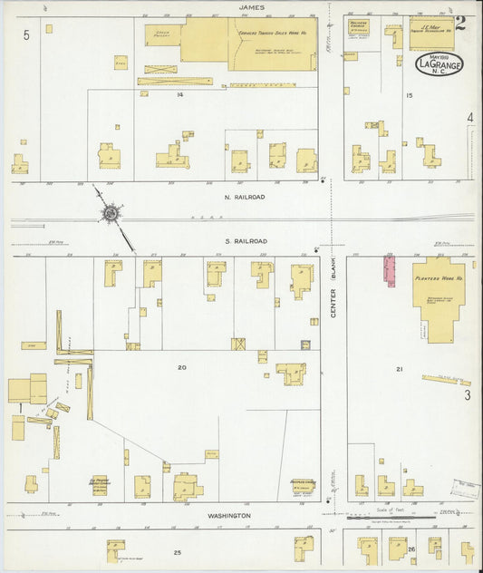 Sanborn Fire Insurance Map from La Grange, Lenoir County, North Carolina (1919), Sheet #0002 - Historic Sanborn Fire Insurance Map Print, vintage old map wall art, antique decor, genealogy gift, North Carolina North Carolina map