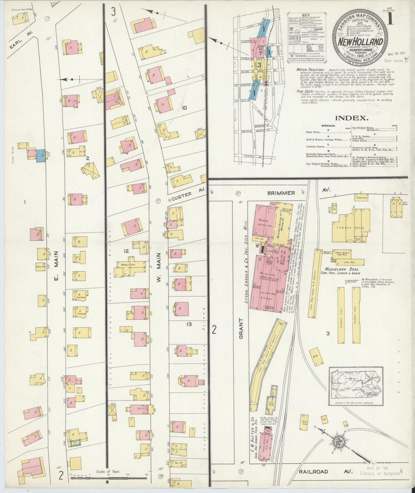 Sanborn Fire Insurance Map from New Holland, Lancaster County, Pennsylvania (1913), Sheet #0001 - Complete Map Set gallery image, historic Sanborn map, vintage wall art, Pennsylvania Pennsylvania