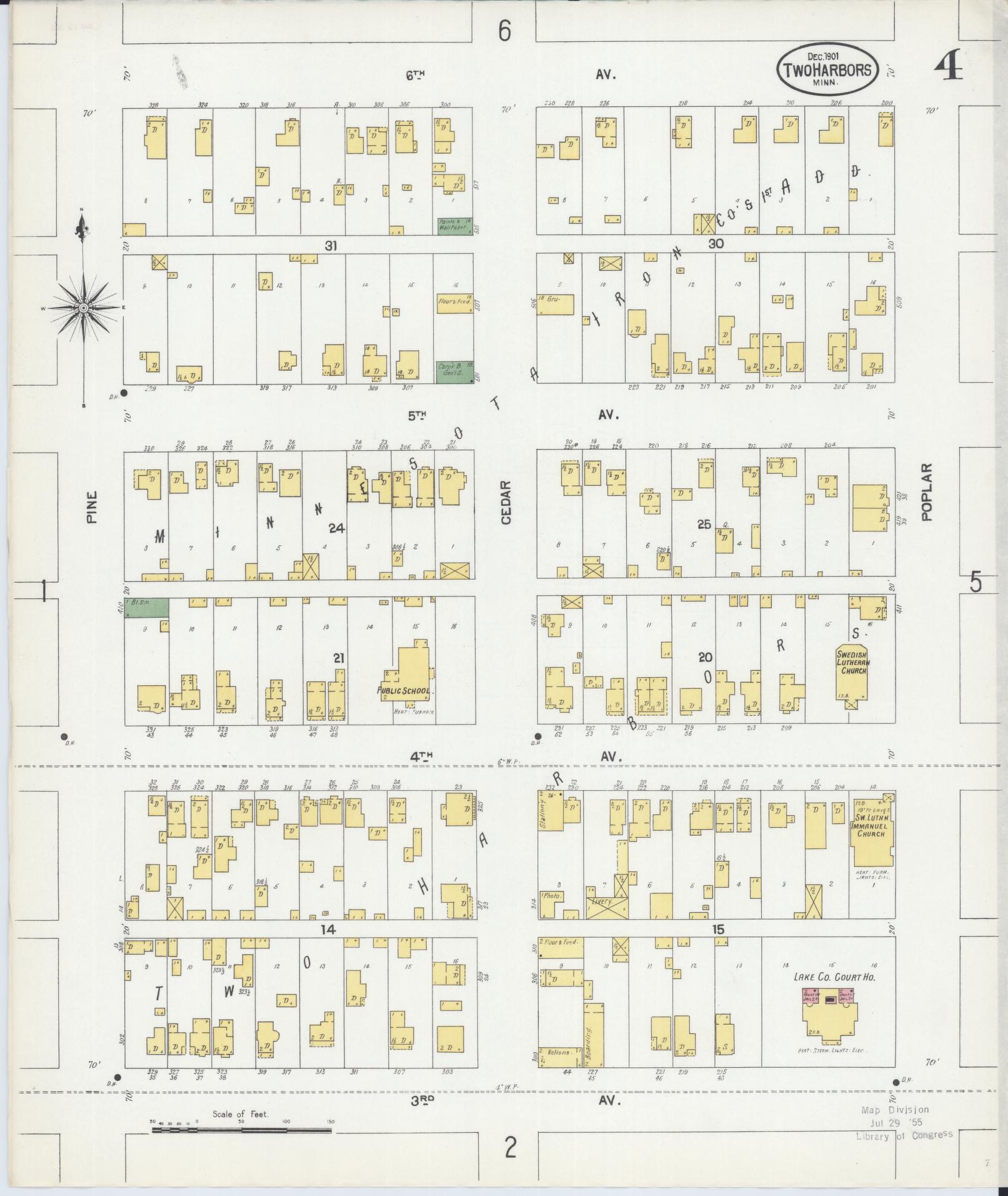 Sanborn Fire Insurance Map from Two Harbors, Lake County, Minnesota (1901), Sheet #0004 - Complete Map Set gallery image, historic Sanborn map, vintage wall art, Minnesota Minnesota