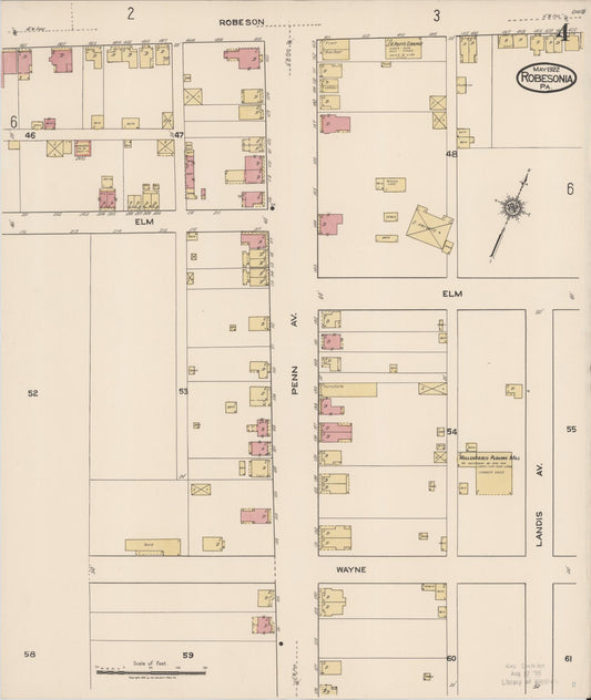 Sanborn Fire Insurance Map from Robesonia, Berks County, Pennsylvania (1922), Sheet #0004 - Historic Sanborn Fire Insurance Map Print, vintage old map wall art, antique decor, genealogy gift, Pennsylvania Pennsylvania map