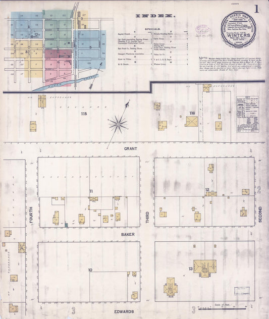 Sanborn Fire Insurance Map from Winters, Yolo County, California (1893), Sheet #0001 - Complete Map Set gallery image, historic Sanborn map, vintage wall art, California California