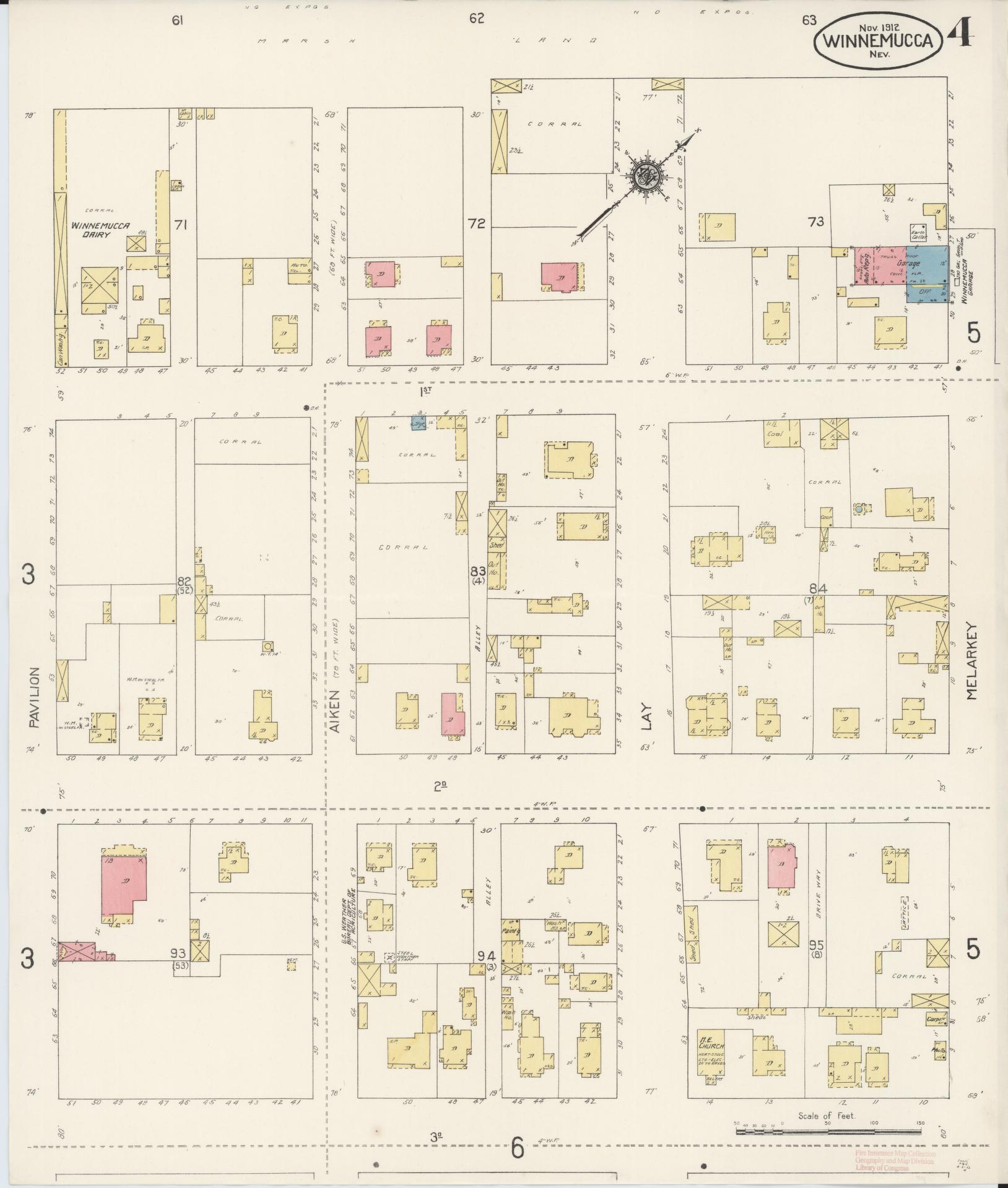 Sanborn Fire Insurance Map from Winnemucca, Humboldt County, Nevada (1912), Sheet #0004 - Complete Map Set gallery image, historic Sanborn map, vintage wall art, Nevada Nevada