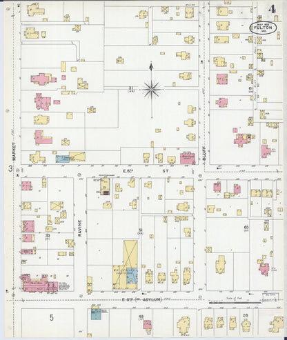 Sanborn Fire Insurance Map from Fulton, Callaway County, Missouri (1902), Sheet #0004 - Complete Map Set gallery image, historic Sanborn map, vintage wall art, Missouri Missouri