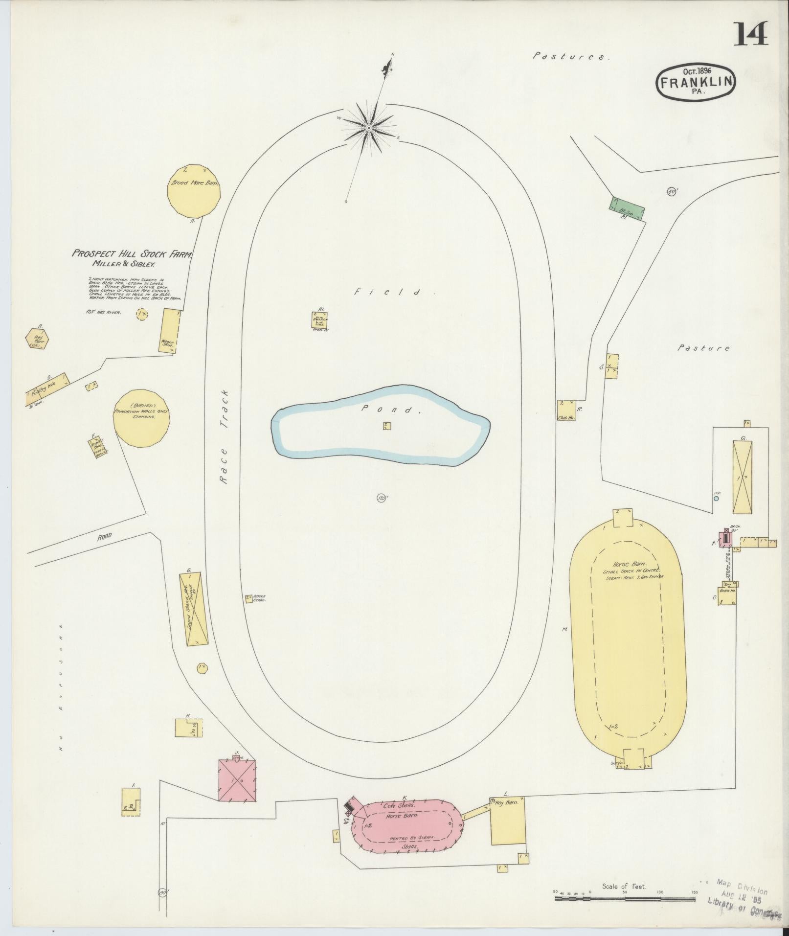 Sanborn Fire Insurance Map from Franklin, Venango County, Pennsylvania (1896), Sheet #0014 - Historic Sanborn Fire Insurance Map Print, vintage old map wall art, antique decor, genealogy gift, Pennsylvania Pennsylvania map