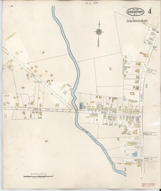 Sanborn Fire Insurance Map from Englishtown, Monmouth County, New Jersey (1945), Sheet #0004 - Historic Sanborn Fire Insurance Map Print, vintage old map wall art, antique decor, genealogy gift, New Jersey New Jersey map
