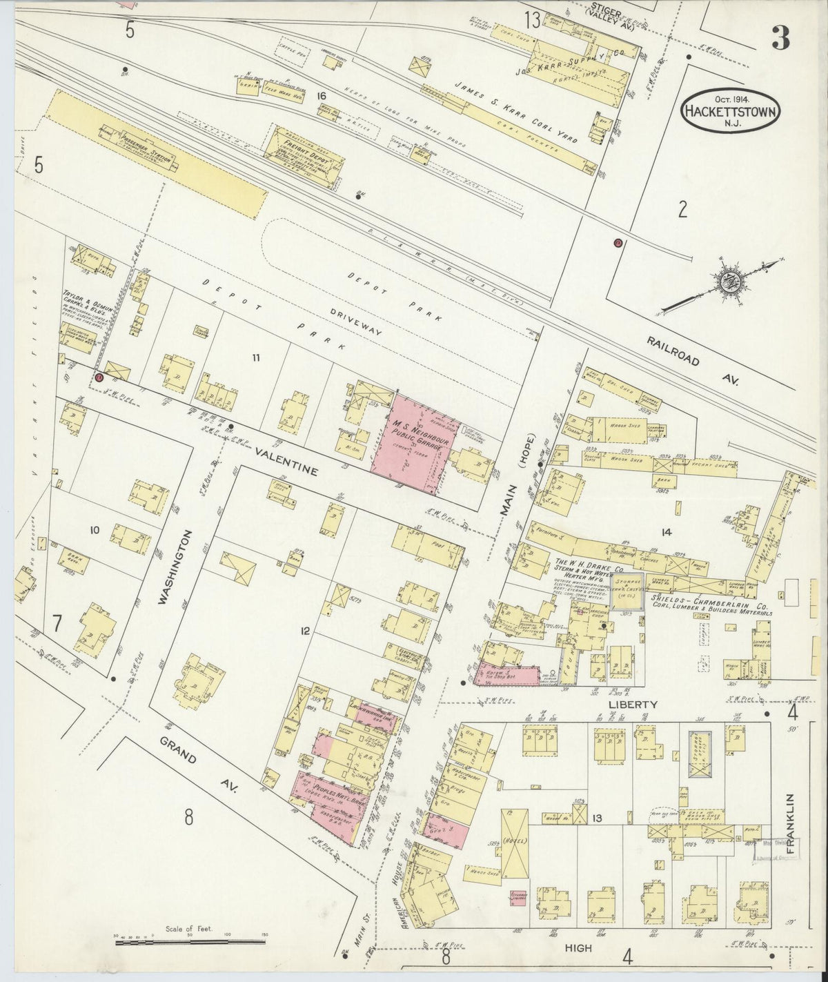 Sanborn Fire Insurance Map from Hackettstown, Warren County, New Jersey (1914), Sheet #0003 - Complete Map Set gallery image, historic Sanborn map, vintage wall art, New Jersey New Jersey