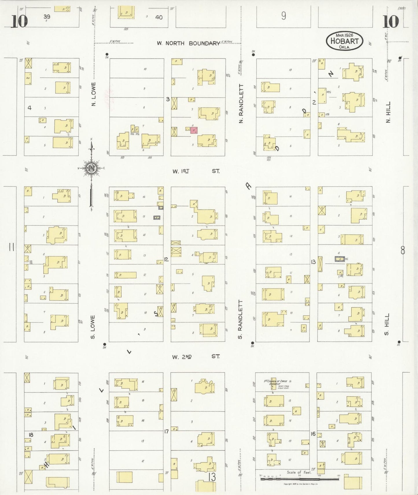 Sanborn Fire Insurance Map from Hobart, Kiowa County, Oklahoma (1926), Sheet #0010 - Complete Map Set gallery image, historic Sanborn map, vintage wall art, Oklahoma Oklahoma
