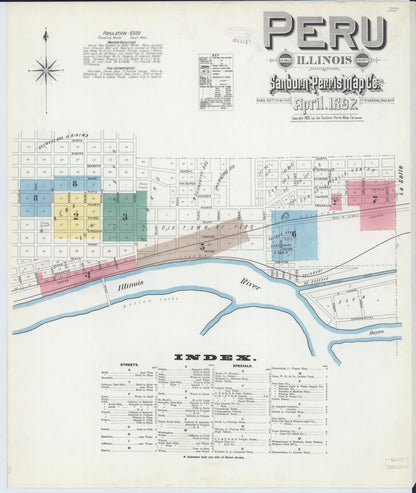 Sanborn Fire Insurance Map from Peru, La Salle County, Illinois (1892), Sheet #0001 - Complete Map Set gallery image, historic Sanborn map, vintage wall art, Illinois Illinois