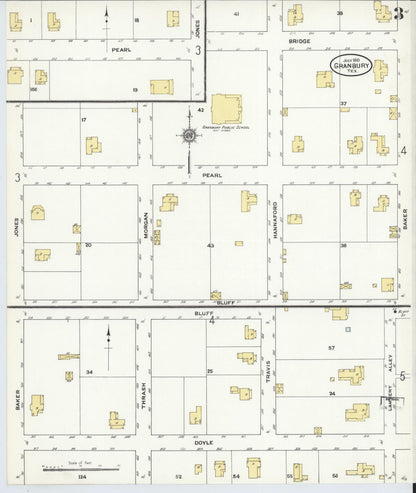 Sanborn Fire Insurance Map from Granbury, Hood County, Texas (1910), Sheet #0003 - Complete Map Set gallery image, historic Sanborn map, vintage wall art, Texas Texas