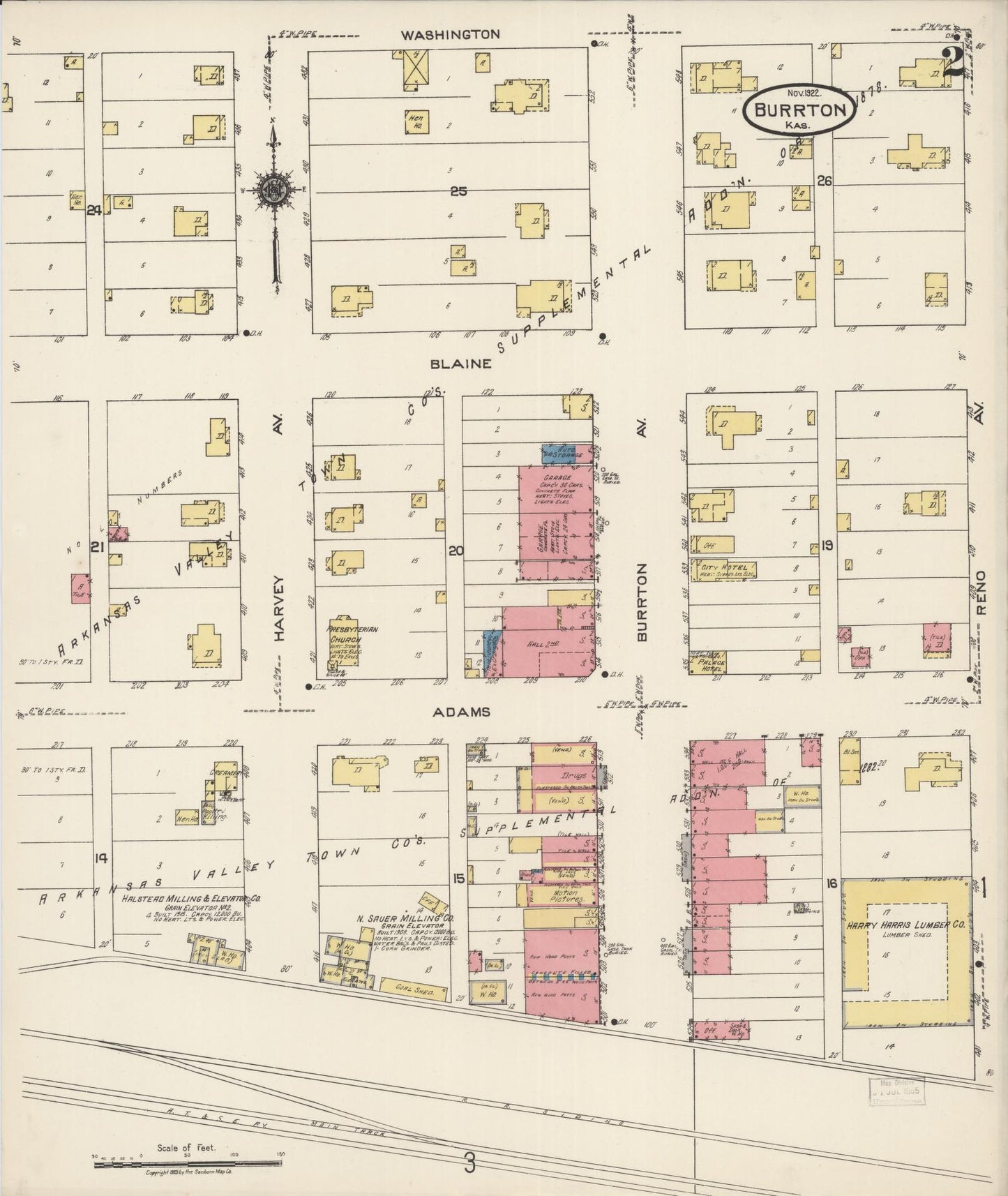 Sanborn Fire Insurance Map from Burrton, Harvey County, Kansas (1922), Sheet #0002 - Complete Map Set gallery image, historic Sanborn map, vintage wall art, Kansas Kansas