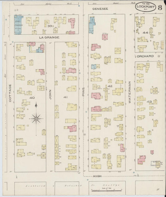 Sanborn Fire Insurance Map from Lockport, Niagara County, New York (1886), Sheet #0007 - Historic Sanborn Fire Insurance Map Print, vintage old map wall art, antique decor, genealogy gift, New York New York map
