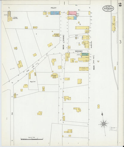 Sanborn Fire Insurance Map from Eufala, McIntosch County, Oklahoma (1901), Sheet #0002 - Complete Map Set gallery image, historic Sanborn map, vintage wall art, Oklahoma Oklahoma