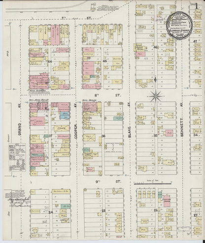 Sanborn Fire Insurance Map from Glenwood Springs, Garfield County, Colorado (1890), Sheet #0001 - Complete Map Set gallery image, historic Sanborn map, vintage wall art, Colorado Colorado