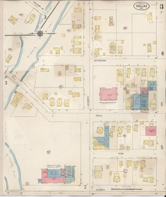 Sanborn Fire Insurance Map from Dallas, Polk County, Oregon (1939), Sheet #0003 - Historic Sanborn Fire Insurance Map Print, vintage old map wall art, antique decor, genealogy gift, Oregon Oregon map