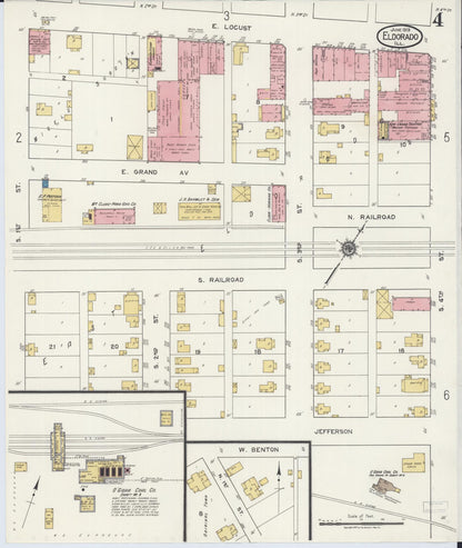 Sanborn Fire Insurance Map from Eldorado, Saline County, Illinois (1919), Sheet #0004 - Complete Map Set gallery image, historic Sanborn map, vintage wall art, Illinois Illinois
