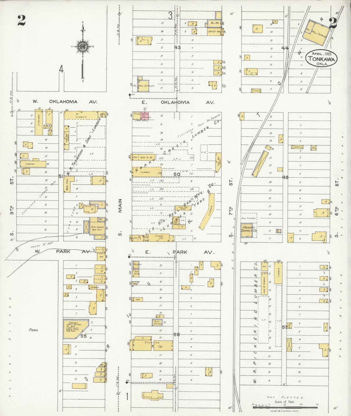 Sanborn Fire Insurance Map from Tonkawa, Kay County, Oklahoma (1925), Sheet #0002 - Complete Map Set gallery image, historic Sanborn map, vintage wall art, Oklahoma Oklahoma