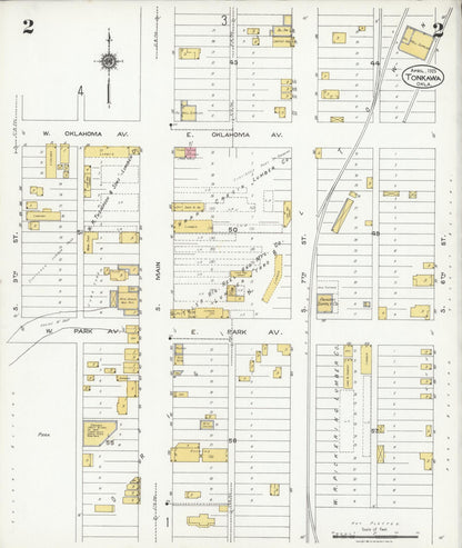 Sanborn Fire Insurance Map from Tonkawa, Kay County, Oklahoma (1925), Sheet #0002 - Complete Map Set gallery image, historic Sanborn map, vintage wall art, Oklahoma Oklahoma