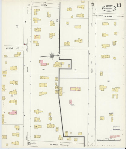 Sanborn Fire Insurance Map from Springville, Erie County, New York (1912), Sheet #0013 - Complete Map Set gallery image, historic Sanborn map, vintage wall art, New York New York