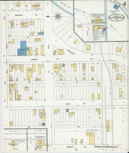 Sanborn Fire Insurance Map from Thief River Falls, Pennington County, Minnesota (1906), Sheet #0004 - Historic Sanborn Fire Insurance Map Print, vintage old map wall art, antique decor, genealogy gift, Minnesota Minnesota map