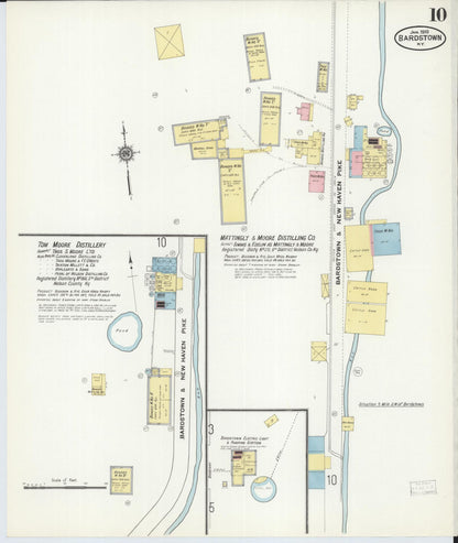 Sanborn Fire Insurance Map from Bardstown, Nelson County, Kentucky (1910), Sheet #0010 - Complete Map Set gallery image, historic Sanborn map, vintage wall art, Kentucky Kentucky