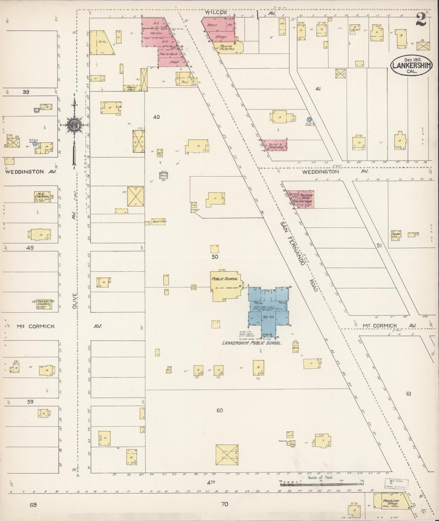 Sanborn Fire Insurance Map from Lankershim, Los Angeles County, California (1912), Sheet #0002 - Historic Sanborn Fire Insurance Map Print, vintage old map wall art, antique decor, genealogy gift, California California map