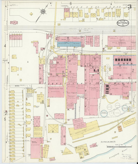 Sanborn Fire Insurance Map from Natrona, Allegheny County, Pennsylvania (1912), Sheet #0003 - Historic Sanborn Fire Insurance Map Print, vintage old map wall art, antique decor, genealogy gift, Pennsylvania Pennsylvania map