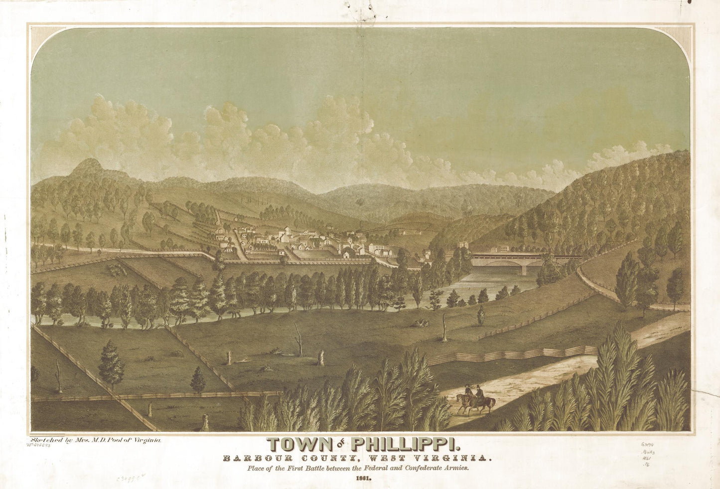 Town of Phillippi, Barbour County, West Virginia. 1861. (1861) – Historic Bird’s-Eye View Panorama Print