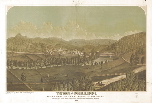Town of Phillippi, Barbour County, West Virginia. 1861. (1861) – Historic Bird’s-Eye View Panorama Print