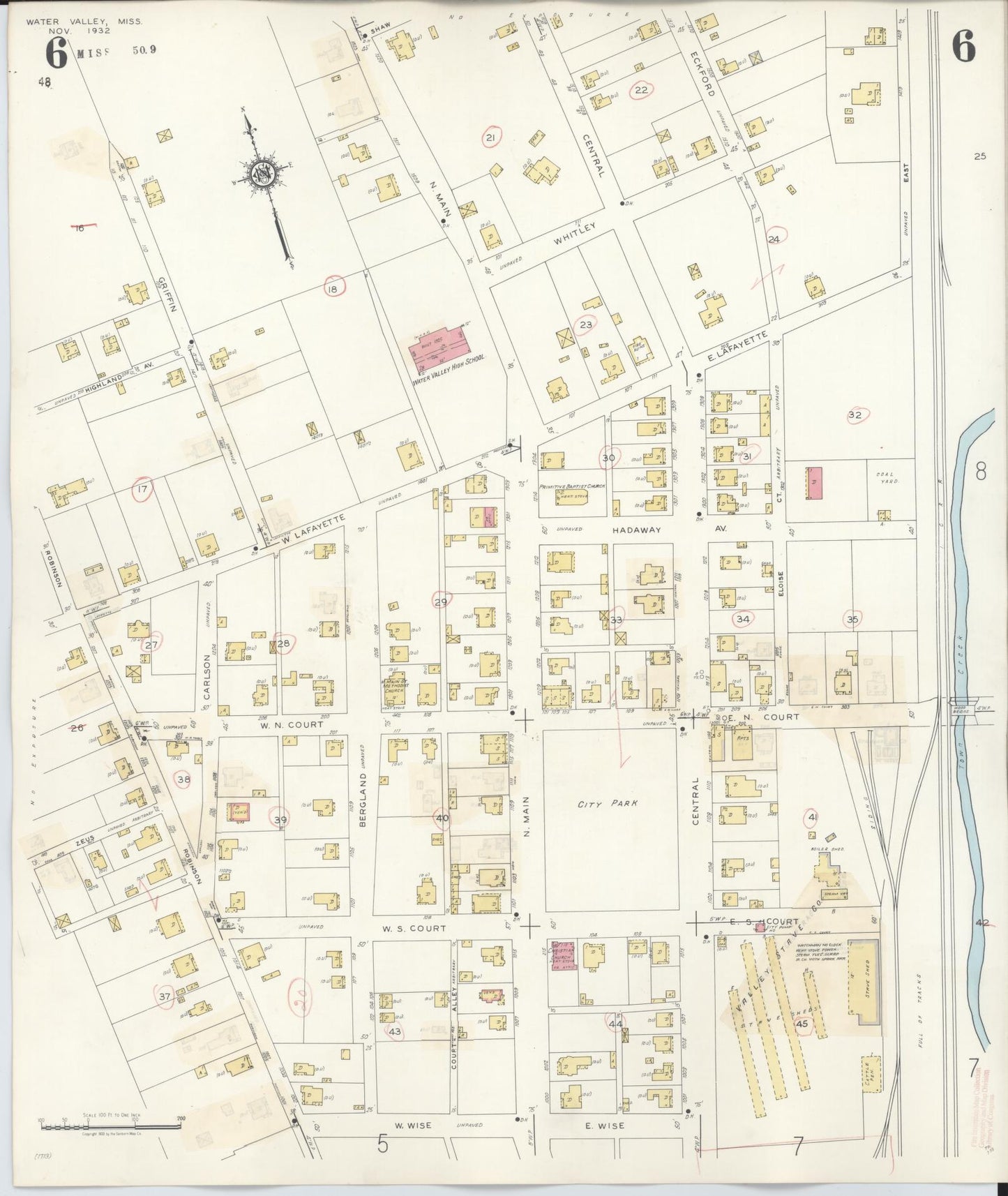 Sanborn Fire Insurance Map from Water Valley, Yalobusha County, Mississippi (1940), Sheet #0006 - Complete Map Set gallery image, historic Sanborn map, vintage wall art, Mississippi Mississippi