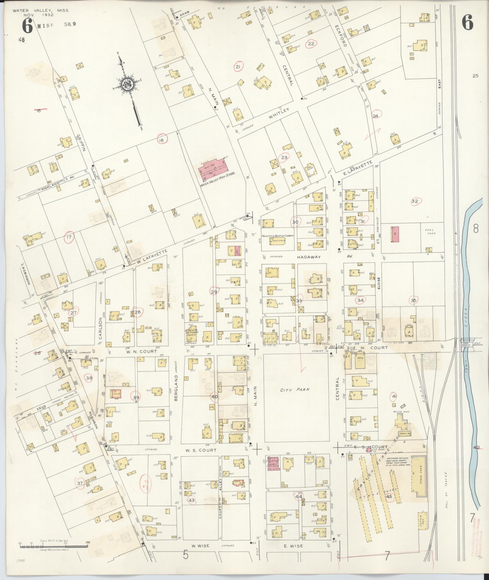 Sanborn Fire Insurance Map from Water Valley, Yalobusha County, Mississippi (1940), Sheet #0006 - Complete Map Set gallery image, historic Sanborn map, vintage wall art, Mississippi Mississippi