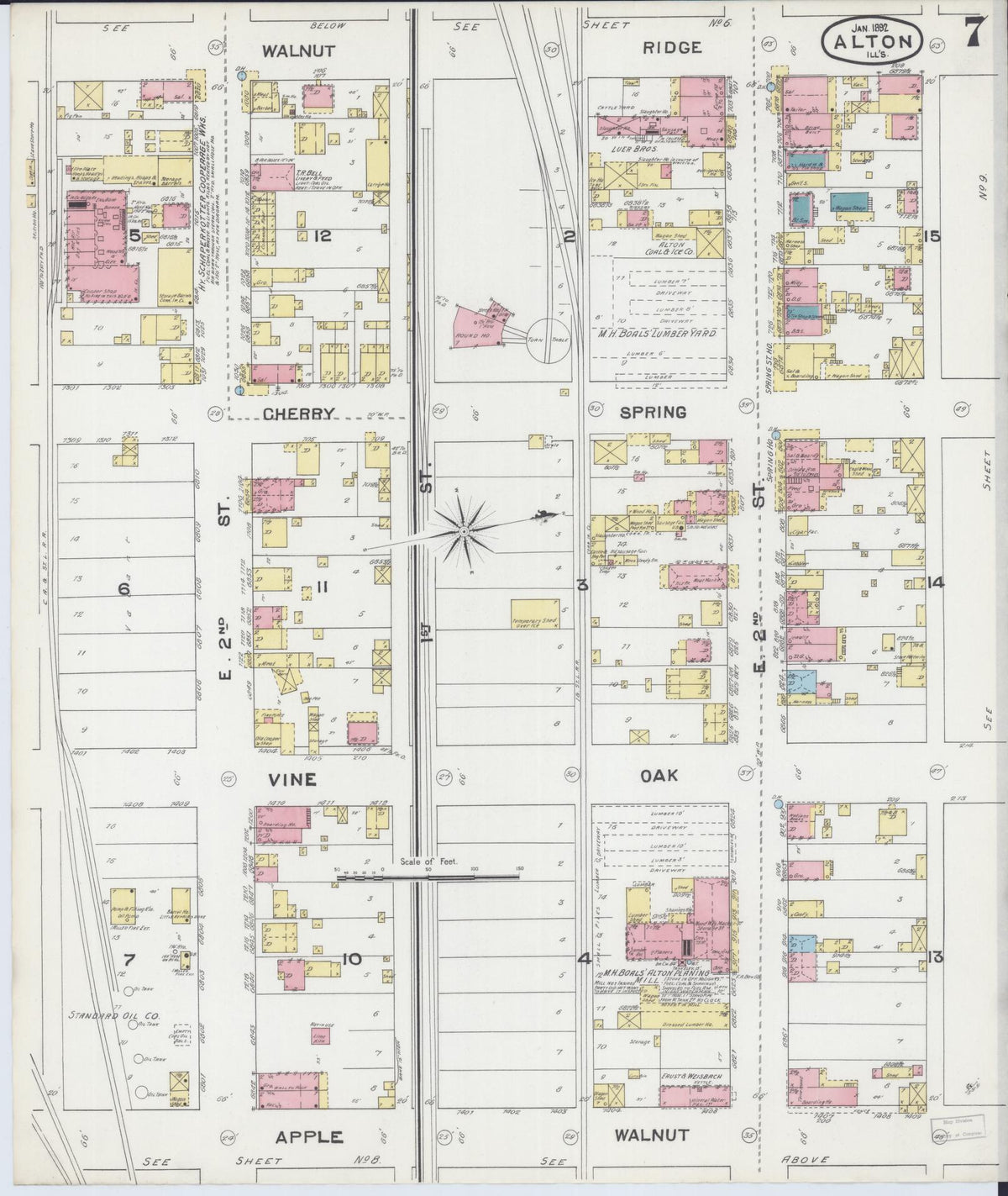 Sanborn Fire Insurance Map from Alton, Madison County, Illinois (1892), Sheet #0007 - Complete Map Set gallery image, historic Sanborn map, vintage wall art, Illinois Illinois