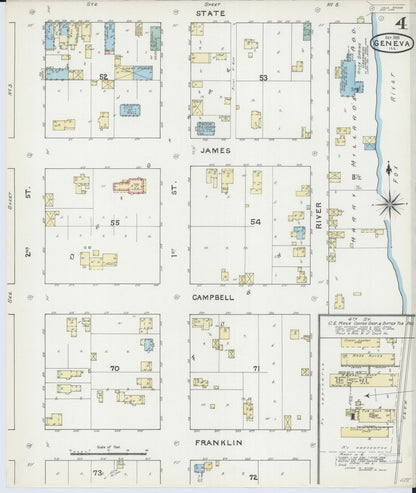 Sanborn Fire Insurance Map from Geneva, Kane County, Illinois (1891), Sheet #0004 - Complete Map Set gallery image, historic Sanborn map, vintage wall art, Illinois Illinois