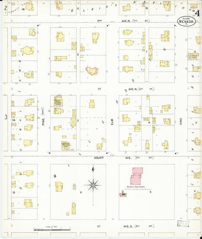 Sanborn Fire Insurance Map from Nevada, Story County, Iowa (1901), Sheet #0004 - Complete Map Set gallery image, historic Sanborn map, vintage wall art, Nevada Nevada