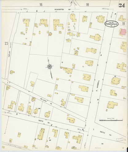 Sanborn Fire Insurance Map from Thomasville, Thomas County, Georgia (1912), Sheet #0024 - Complete Map Set gallery image, historic Sanborn map, vintage wall art, Georgia Georgia
