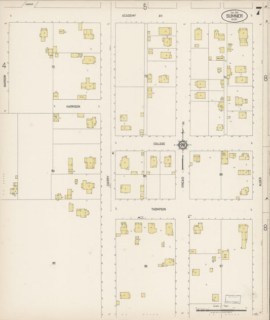 Sanborn Fire Insurance Map from Sumner, Pierce County, Washington (1919), Sheet #0007 - Historic Sanborn Fire Insurance Map Print, vintage old map wall art, antique decor, genealogy gift, Washington Washington map